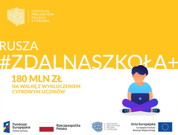 Plakt z żółtym tłem i logami partnerów projektu